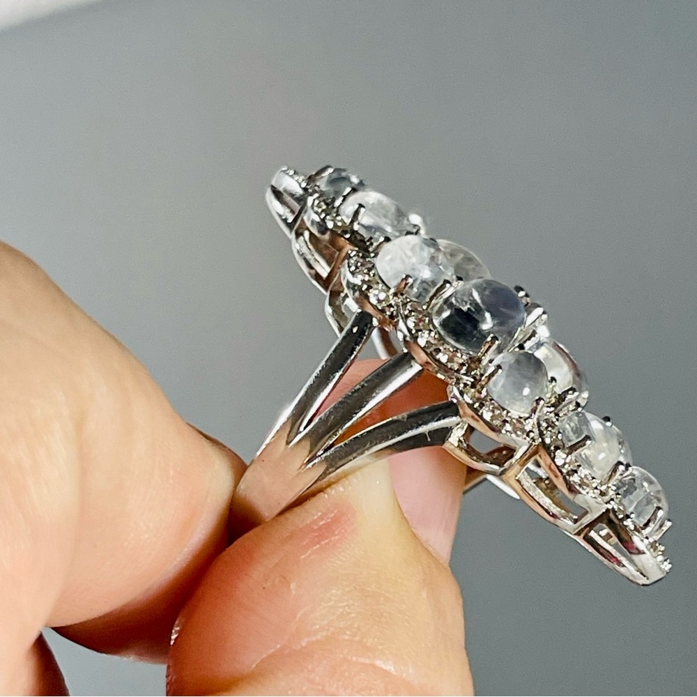SOLD Colleen Lopez Sterling Silver
Moonstone & White Zircon Statement Ring - Picture 5 of 8